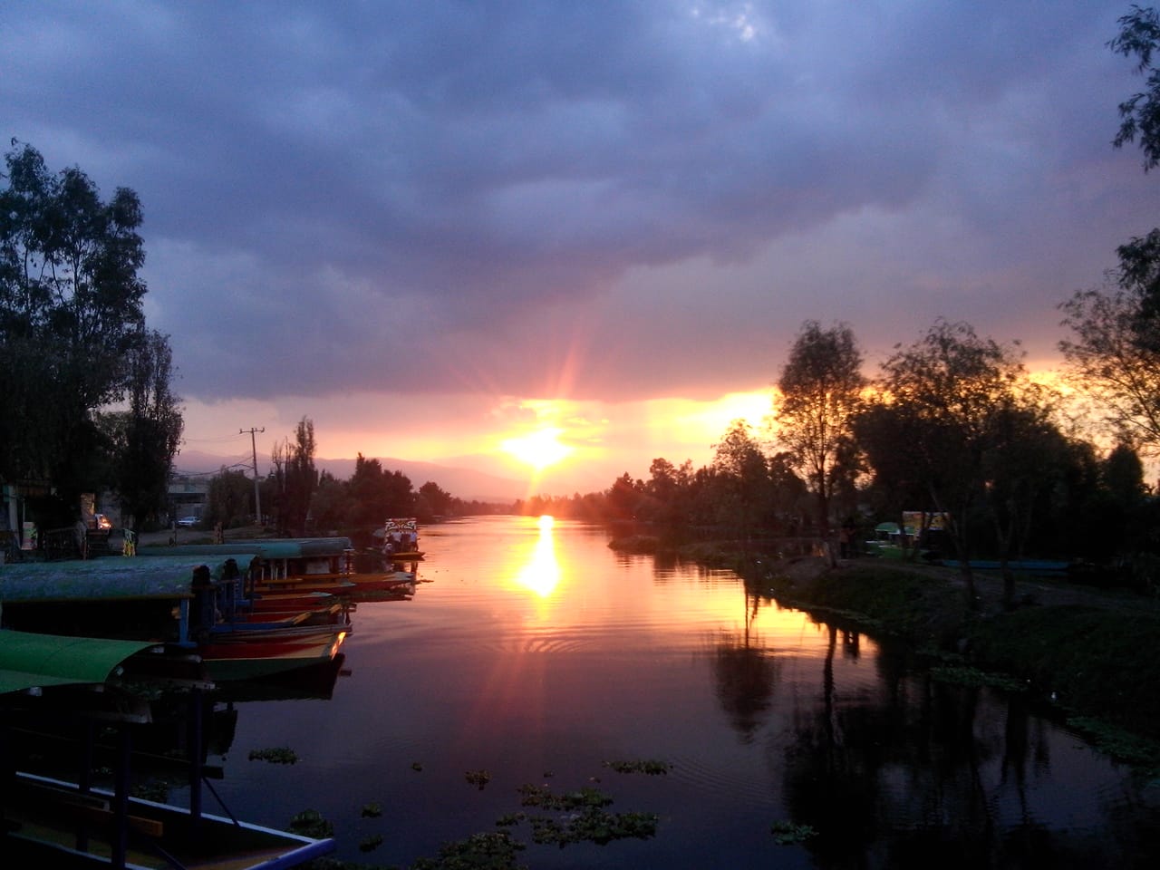 Trajinera al Atardecer